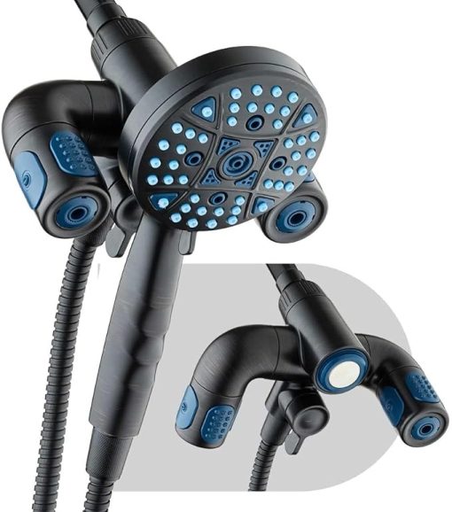 AquaCare High Pressure Multi Zone 208 Setting Shower Head & Handheld 3-way Combo System - Magnetic Docking Handle, Stay-Clean Jets, 6 ft. Metal Hose, Oil Rubbed Bronze, Top American Brand
