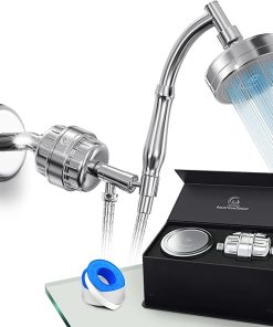 AquaCare® Handheld Shower Head with Filter 20+3 Stage Filtration Shower Filter for Hard Water – Vitamin C,A and E infused Shower Water Filter with SPA Effect – High Pressure Shower Head with Hose