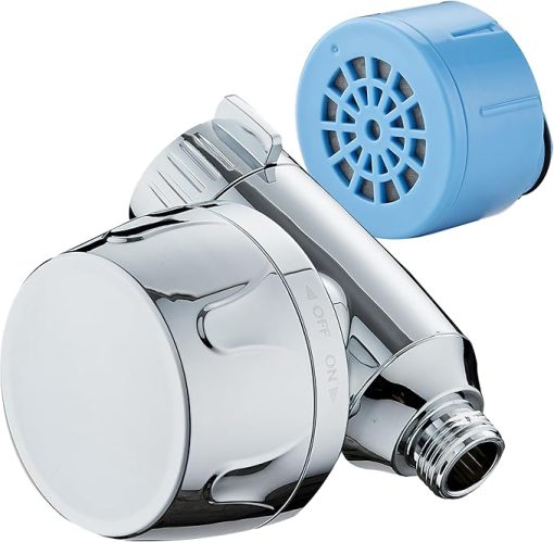 Skin & Hair - World's Most Advanced Shower Filter for Fixed or Handheld Shower Heads with ON/OFF Filtration Modes, Instant Cartridge Reload & Stay-Clean Enriched KDF Cartridge/Chrome Finish