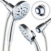AquaCare® ALL METAL Dual Shower Head Combo – CHROME – 8 Inch Rainfall High Flow Shower Head & 3-Flow Handheld Shower Head High Pressure with Hose 6ft – Luxury Double Shower Heads 4