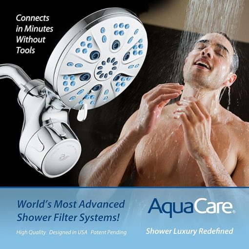 High Pressure Luxury 6-mode 6 inch Rain Shower Head with Built-in Skin & Hair KDF Showerhead Filter, ON/OFF Filtration Modes, Instant Cartridge Reload, Stay-Clean Nozzles & Cartridge. Chrome Finish - Image 2