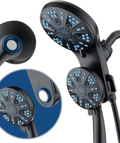 AquaCare® High-Pressure 48-mode Luxury 3-way Combo System with Magnetic Guidance Docking, Giant Rain & Handheld Shower Head, Hygienic Jets and 6 ft. Stainless Steel Hose, Matte Black Finish