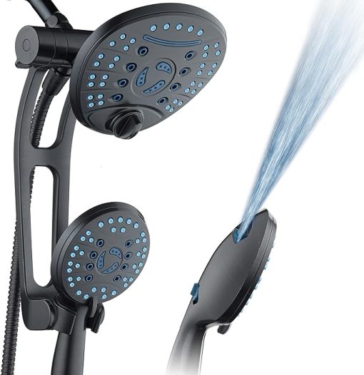 AquaCare® AquaCare As-Seen-On-TV High Pressure Handheld/Rain 80-mode 3-way Shower Head Combo with Adjustable Arm - Anti-clog Nozzles, Tub & Pet Power Wash, 6 ft. Hose, ORB Bronze Finish