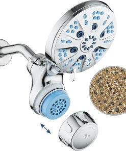 High Pressure Luxury 6-mode 6 inch Rain Shower Head with Built-in Skin & Hair KDF Showerhead Filter, ON/OFF Filtration Modes, Instant Cartridge Reload, Stay-Clean Nozzles & Cartridge. Chrome Finish