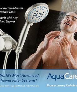 Skin & Hair by AquaCare – World’s Most Advanced Shower Filter for Hand Showers with ON/OFF Filtration Modes,Instant Cartridge Reload,Built-in Bracket & Stay-Clean Enriched KDF Cartridge/Satin Nickel 2