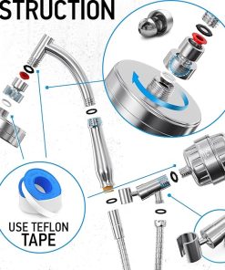 AquaCare® Handheld Shower Head with Filter 20+3 Stage Filtration Shower Filter for Hard Water – Vitamin C,A and E infused Shower Water Filter with SPA Effect – High Pressure Shower Head with Hose 2