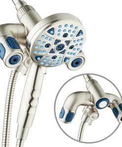 AquaCare High Pressure Multi Zone 208 Setting Shower Head & Handheld 3-way Combo System – Magnetic Docking Handle, Stay-Clean Jets, 6 ft. Metal Hose, All Nickel Finish, Top American Brand