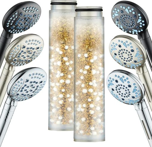 2-pack American KDF Pure Stay-Clean Shower Filter Replacement Cartridge for World's Most Advanced Handheld Shower Heads with Built-in Water Filter and 2-mode Power Wash - Top American Brand