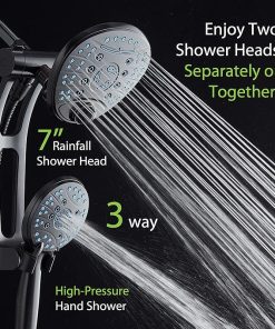 AquaCare® AquaCare As-Seen-On-TV High Pressure Handheld/Rain 80-mode 3-way Shower Head Combo with Adjustable Arm – Anti-clog Nozzles, Tub & Pet Power Wash, 6 ft. Hose, ORB Bronze Finish 2
