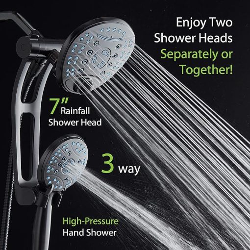 AquaCare® AquaCare As-Seen-On-TV High Pressure Handheld/Rain 80-mode 3-way Shower Head Combo with Adjustable Arm - Anti-clog Nozzles, Tub & Pet Power Wash, 6 ft. Hose, ORB Bronze Finish - Image 2