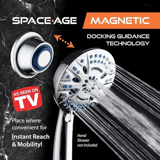 Magnetic Docking Go-Anywhere Wall Bracket for Magneton Hand Shower & Combo Systems - Instant & Secure Tool Free Mount on Any Bath Tile, Tub, Glass Door Surface - Top American Brand - Chrome Finish - Image 2