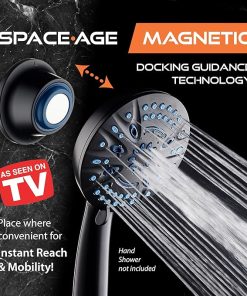 Magnetic Docking Go-Anywhere Wall Bracket for Magneton Hand Shower & Combo Systems – Instant & Secure Tool Free Mount on Any Bath Tile, Tub, Glass Door Surface – Top American Brand – Matte Black 2
