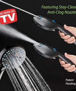 As-Seen-On-TV High Pressure 8-setting Handheld Shower Head – Built-in Power Wash to Clean Tub, Tile & Pets, Overhead & Wall Brackets, Pure-Clean Nozzles, Extra-long 6 ft. Stainless Steel Hose 2