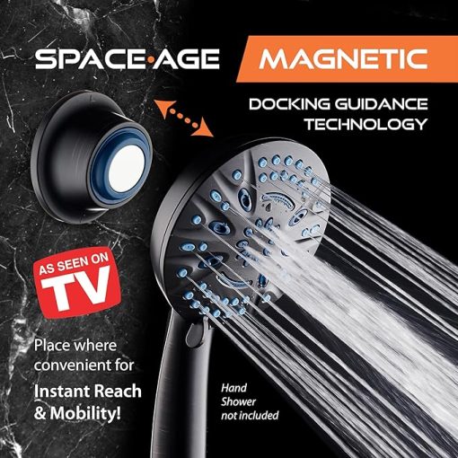 Magnetic Docking Go-Anywhere Wall Bracket for Magneton Hand Shower & Combo Systems - Instant & Secure Tool Free Mount on Any Bath Tile, Tub, Glass Door Surface - Top American Brand - ORB Bronze - Image 2